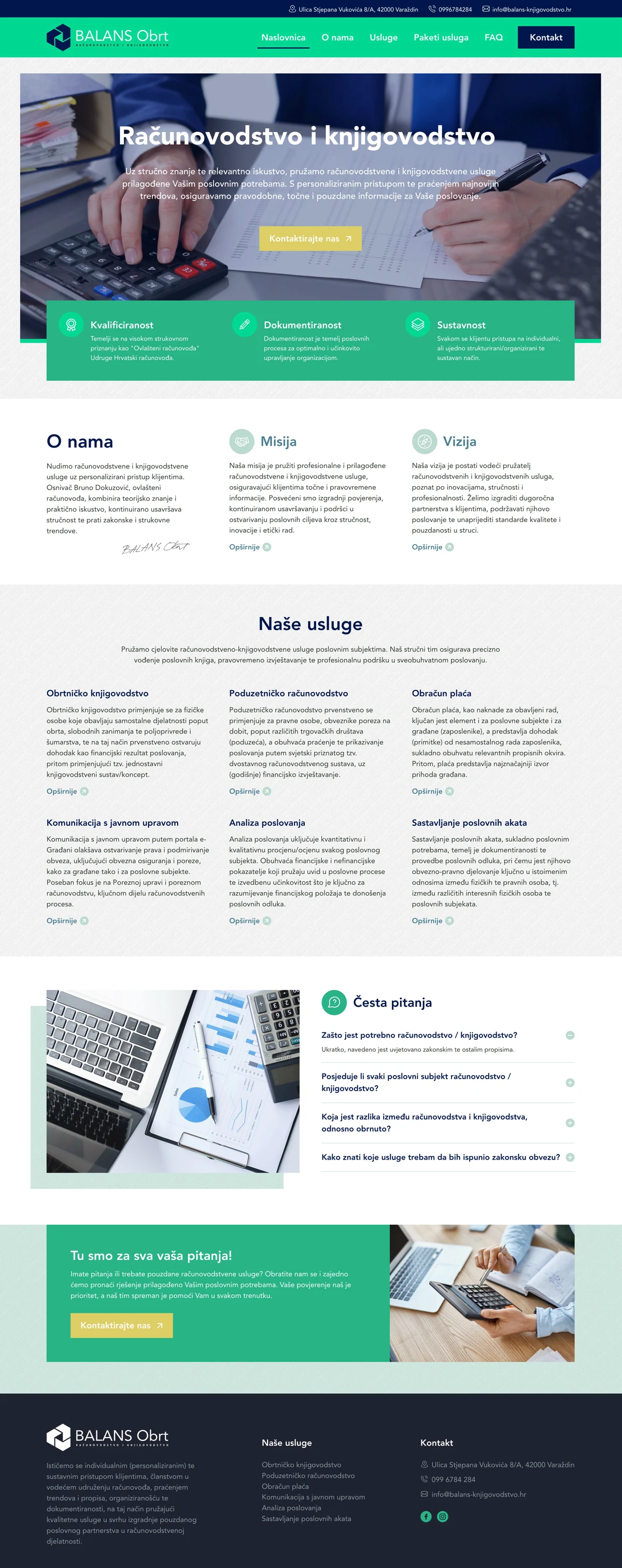 Web stranica knjigovodstvenog servisa Balans