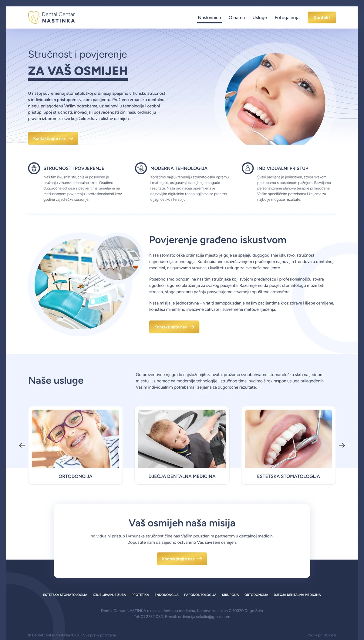 Web stranica Dental centra Nastinka